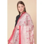Generic Women's Art Silk Printed Dupatta (Red, Length: 2.25 to 2.50 Mtr) - Image 3