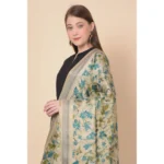 Generic Women's Art Silk Printed Dupatta (Gold, Length: 2.25 to 2.50 Mtr) - Image 2