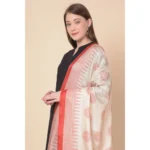 Generic Women's Art Silk Printed Dupatta (Red, Length: 2.25 to 2.50 Mtr) - Image 3