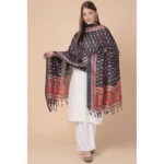Generic Women's Art Silk Printed Dupatta (Black, Length: 2.25 to 2.50 Mtr) - Image 4