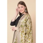 Generic Women's Art Silk Printed Dupatta (Gold, Length: 2.25 to 2.50 Mtr) - Image 2
