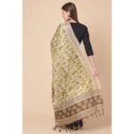 Generic Women's Art Silk Printed Dupatta (Gold, Length: 2.25 to 2.50 Mtr) - Image 4