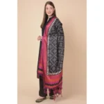 Generic Women's Art Silk Printed Dupatta (Black, Length: 2.25 to 2.50 Mtr) - Image 2