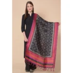 Generic Women's Art Silk Printed Dupatta (Black, Length: 2.25 to 2.50 Mtr) - Image 5
