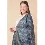 Generic Women's Art Silk Printed Dupatta (Blue, Length: 2.25 to 2.50 Mtr) - Image 2