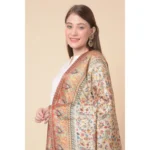 Generic Women's Art Silk Printed Dupatta (Gold, Length: 2.25 to 2.50 Mtr) - Image 2