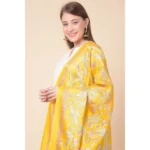 Generic Women's Art Silk Printed Dupatta (Yellow, Length: 2.25 to 2.50 Mtr) - Image 3