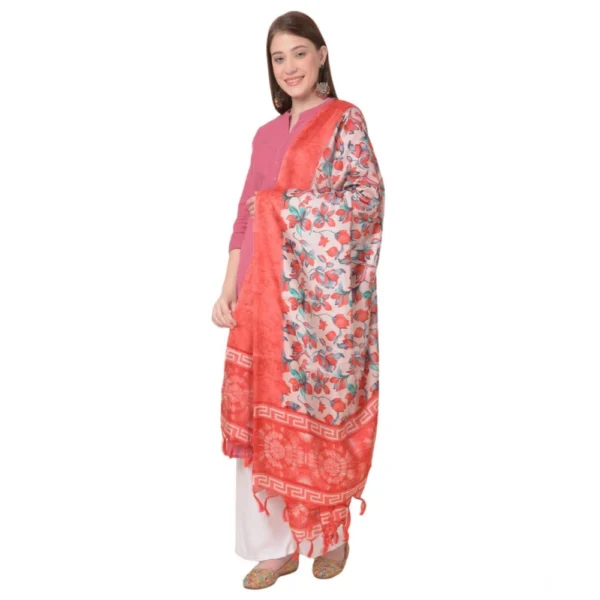 Red Art Silk Printed Dupatta for Women