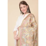 Generic Women's Art Silk Printed Dupatta (Light Brown, Length: 2.25 to 2.50 Mtr) - Image 2