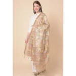 Generic Women's Art Silk Printed Dupatta (Light Brown, Length: 2.25 to 2.50 Mtr) - Image 3
