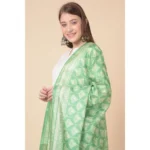 Generic Women's Art Silk Printed Dupatta (Light Green, Length: 2.25 to 2.50 Mtr) - Image 3