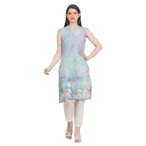Green Cotton Blend Kurti