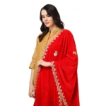 Generic Women's Velvet Gotta Patti Dupatta (Red, Length: 2.25 to 2.50 Mtr) - Image 4