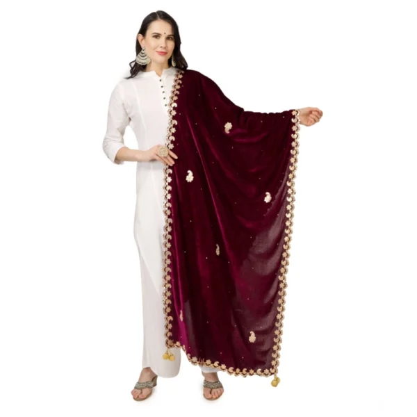 Purple Velvet Gotta Patti Dupatta for Women