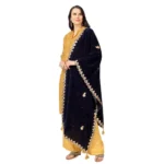 Generic Women's Velvet Gotta Patti Dupatta (Blue, Length: 2.25 to 2.50 Mtr) - Image 5