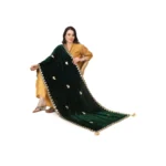 Generic Women's Velvet Gotta Patti Dupatta (Green, Length: 2.25 to 2.50 Mtr) - Image 2