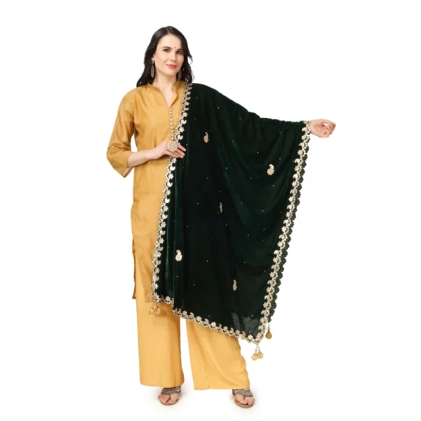 Green Velvet Gotta Patti Dupatta for Women