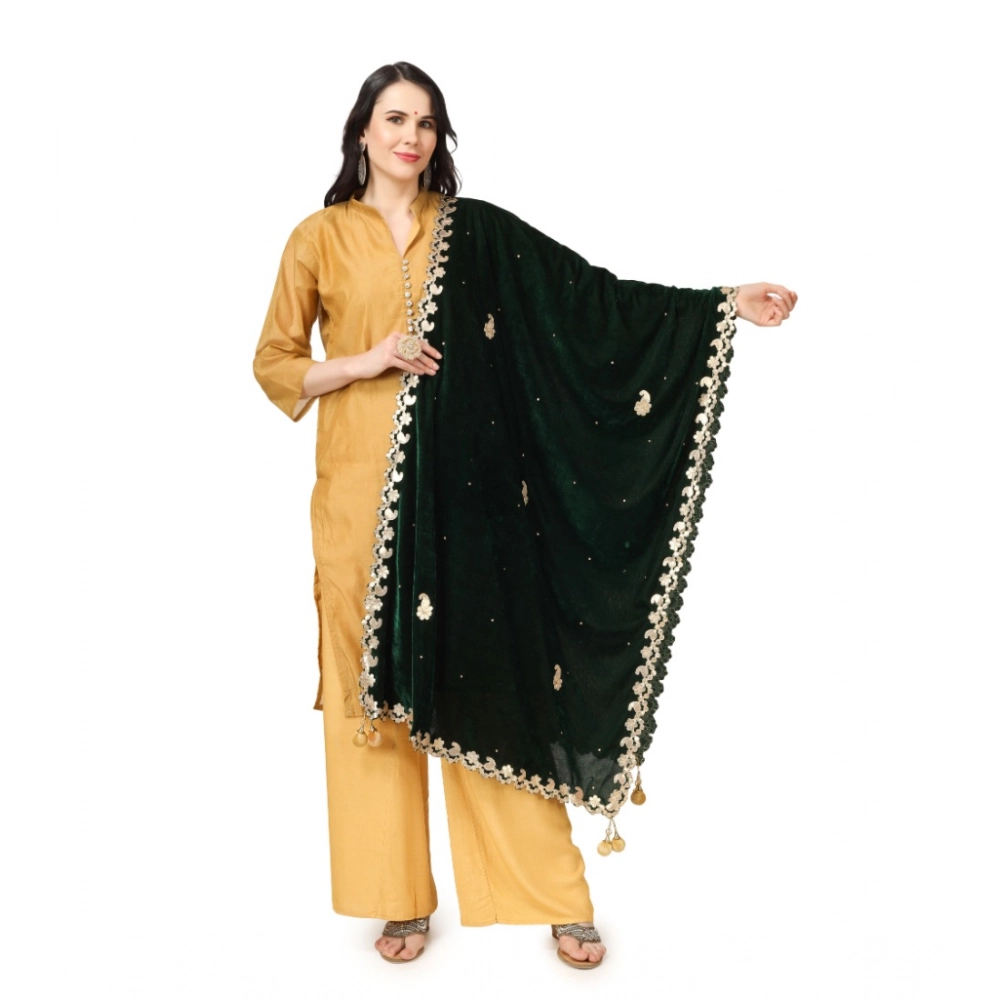Green Velvet Gotta Patti Dupatta for Women
