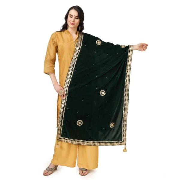 Green Velvet Gotta Patti Dupatta for Women