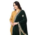 Generic Women's Velvet Gotta Patti Dupatta (Green, Length: 2.25 to 2.50 Mtr) - Image 5
