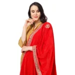 Generic Women's Velvet Gotta Patti Dupatta (Red, Length: 2.25 to 2.50 Mtr) - Image 4