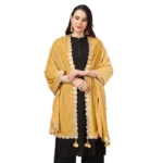 Generic Women's Velvet Gotta Patti Dupatta (Yellow, Length: 2.25 to 2.50 Mtr) - Image 3