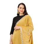 Generic Women's Velvet Gotta Patti Dupatta (Yellow, Length: 2.25 to 2.50 Mtr) - Image 4