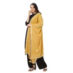 Generic Women's Velvet Gotta Patti Dupatta (Yellow, Length: 2.25 to 2.50 Mtr) - Image 5