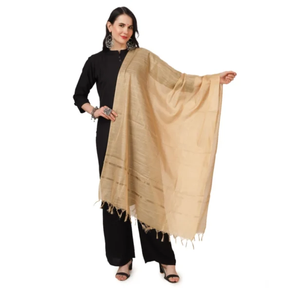 Gold Chanderi Solid Dupatta for Women