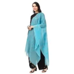 Generic Women's Cotton Embroidered Dupatta (Aqua Blue, Length: 2.25 to 2.50 Mtr) - Image 5