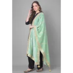 Generic Women's Velvet Gotta Patti Dupatta (Sea Green, Length: 2.25 to 2.50 Mtr) - Image 3