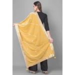 Generic Women's Velvet Gotta Patti Dupatta (Gold, Length: 2.25 to 2.50 Mtr) - Image 4