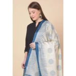 Generic Women's Art Silk Printed Dupatta (Turquoise, Length: 2.25 to 2.50 Mtr) - Image 5