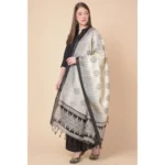 Generic Women's Art Silk Printed Dupatta (Black, Length: 2.25 to 2.50 Mtr) - Image 3