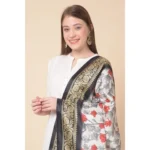 Generic Women's Art Silk Printed Dupatta (Black, Length: 2.25 to 2.50 Mtr) - Image 3