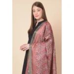 Generic Women's Art Silk Printed Dupatta (Grey, Length: 2.25 to 2.50 Mtr) - Image 2