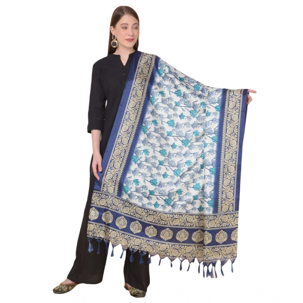 Blue Art Silk Printed Dupatta for Women