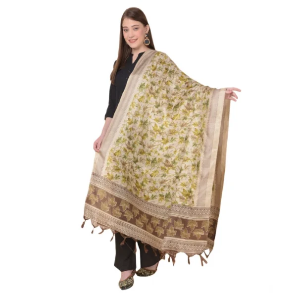 Gold Art Silk Printed Dupatta for Women