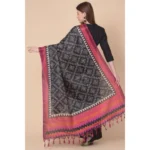 Generic Women's Art Silk Printed Dupatta (Black, Length: 2.25 to 2.50 Mtr) - Image 4