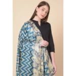 Generic Women's Art Silk Printed Dupatta (Blue, Length: 2.25 to 2.50 Mtr) - Image 2