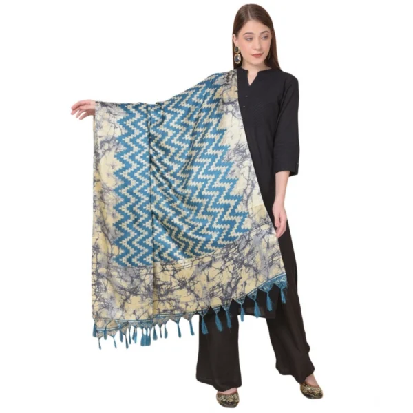 Blue Art Silk Printed Dupatta for Women