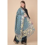 Generic Women's Art Silk Printed Dupatta (Blue, Length: 2.25 to 2.50 Mtr) - Image 3