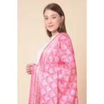 Generic Women's Art Silk Printed Dupatta (Pink, Length: 2.25 to 2.50 Mtr) - Image 2