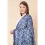 Generic Women's Art Silk Printed Dupatta (Blue, Length: 2.25 to 2.50 Mtr) - Image 2