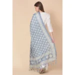 Generic Women's Art Silk Printed Dupatta (Grey, Length: 2.25 to 2.50 Mtr) - Image 5