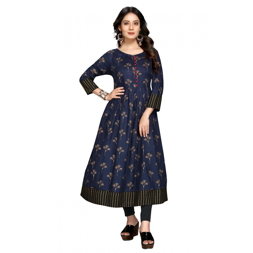 53510466505_e161fef218_o_d-1000x1000-1.webp Generic Women's Casual 3/4 Sleeve Viscose Rayon Printed Kurti (Dark Blue) - Image 1