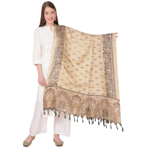 Gold Art Silk Printed Dupatta for Women