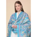 Generic Women's Art Silk Printed Dupatta (Turquoise, Length: 2.25 to 2.50 Mtr) - Image 2