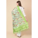 Generic Women's Art Silk Printed Dupatta (Light Green, Length: 2.25 to 2.50 Mtr) - Image 5