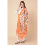 Generic Women's Art Silk Printed Dupatta (Orange, Length: 2.25 to 2.50 Mtr) - Image 4